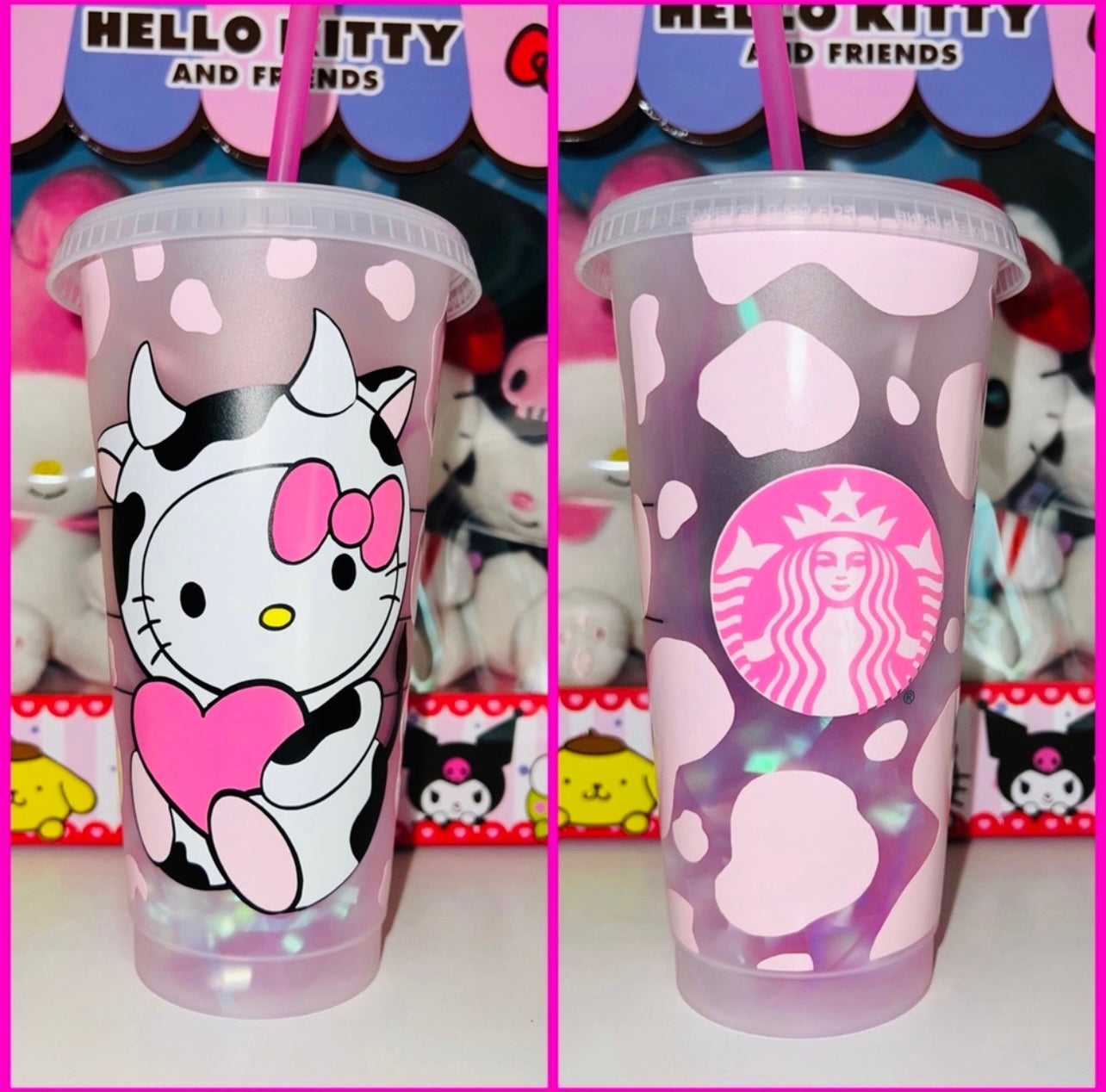 Cow Hello Kitty Glass Cup