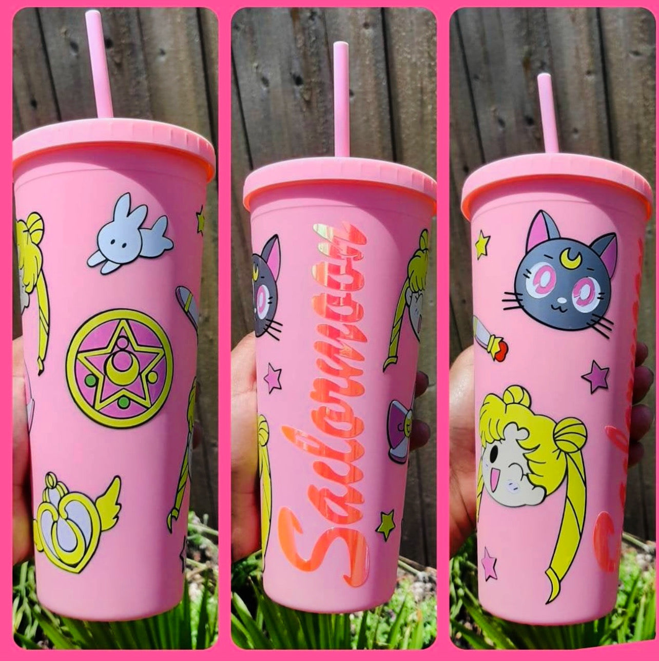 Pink Sailor Moon Inspired Skinny Metal Tumbler, 20 OZ Tumbler