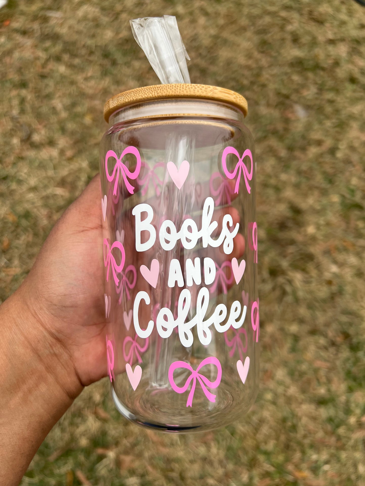 Books and Coffee Glass cup